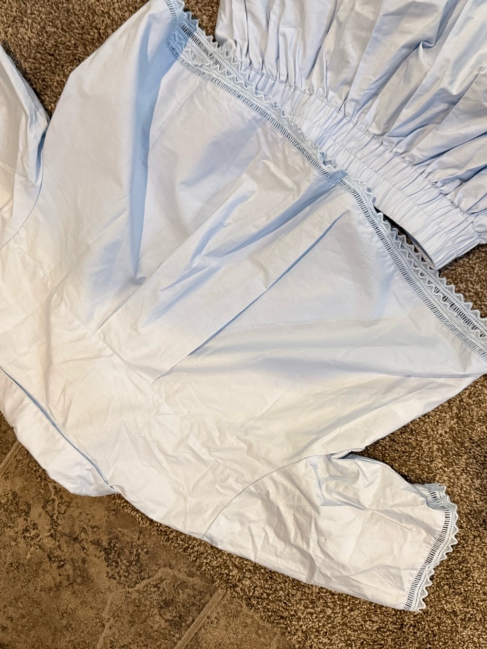 Light Blue Two-Piece Maxi Dress Set with Short-Sleeve Crop Shirt - Picture 3 of 6
